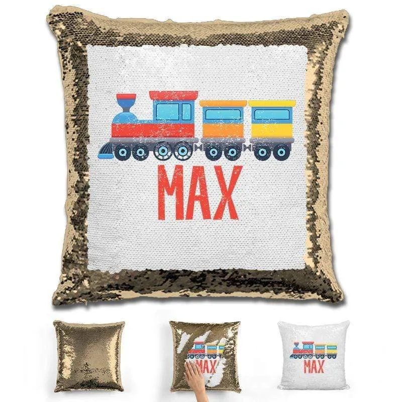 Train Personalized Magic Sequin Pillow