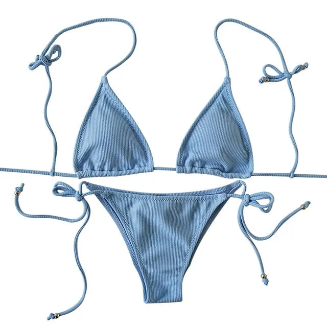 Triangle bikini micro two-piece suit String swimsuit