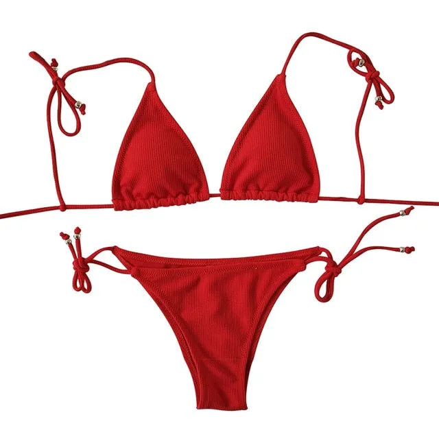 Triangle bikini micro two-piece suit String swimsuit