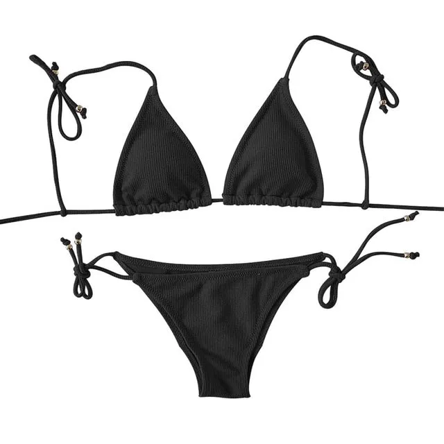 Triangle bikini micro two-piece suit String swimsuit