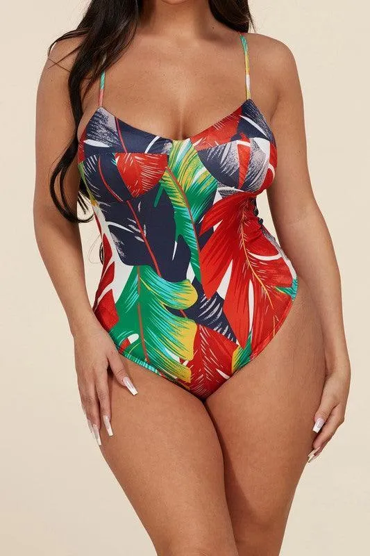 TROPICAL PRINT SKIRT AND BODY SUIT SET