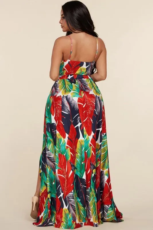 TROPICAL PRINT SKIRT AND BODY SUIT SET