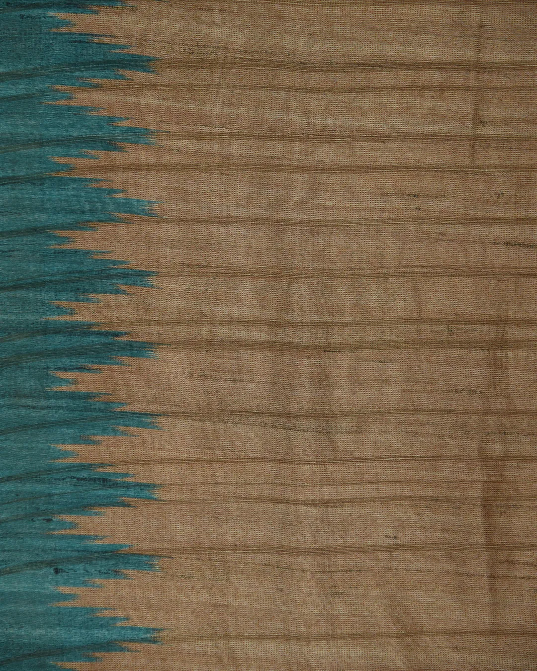 Turquoise With Beige Silk Cotton Blend Embroidered Saree With Silk Cotton Blouse