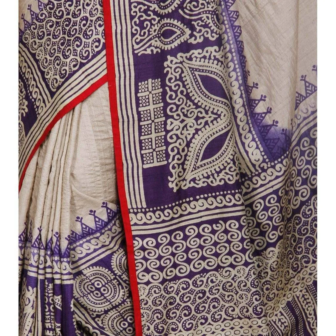 Tussar & Purple Silk Saree