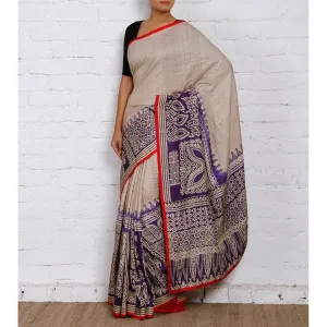 Tussar & Purple Silk Saree