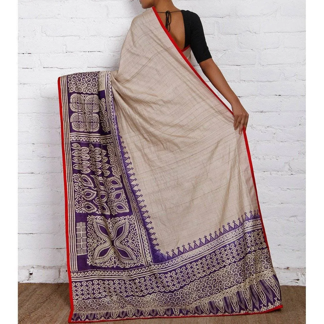 Tussar & Purple Silk Saree