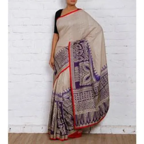 Tussar & Purple Silk Saree
