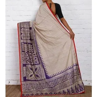 Tussar & Purple Silk Saree