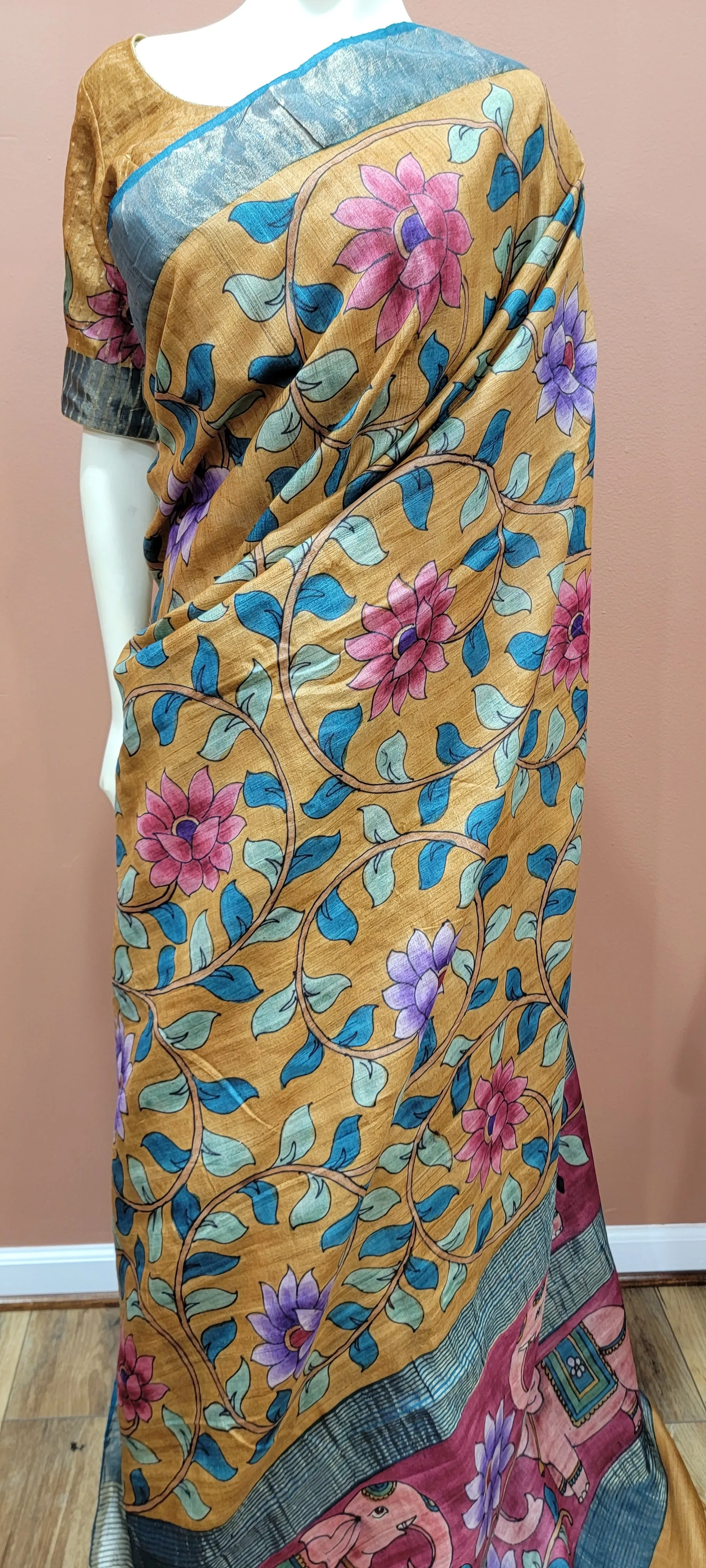 Tussar Kalamkari Saree w/ Blouse