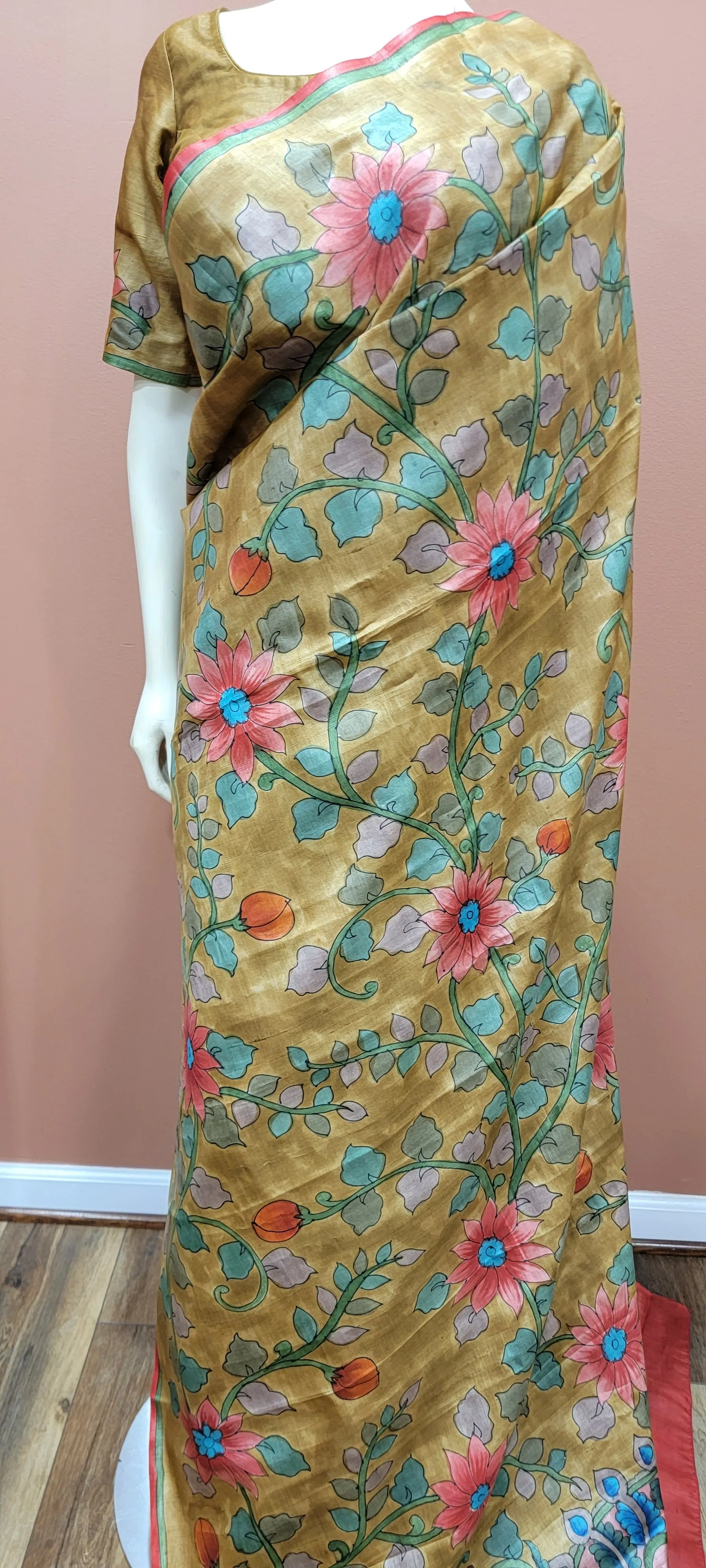 Tussar Kalamkari saree w/ Blouse