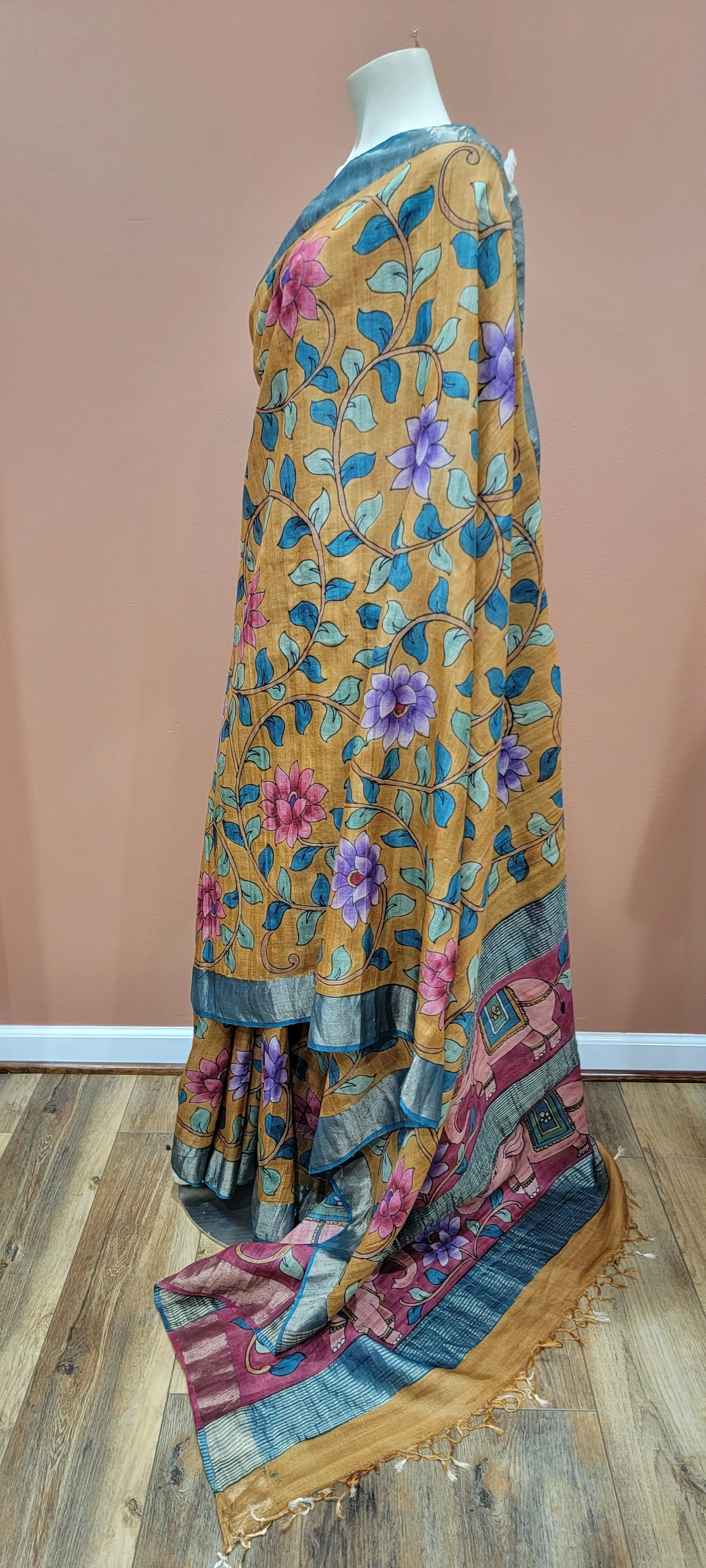 Tussar Kalamkari Saree w/ Blouse
