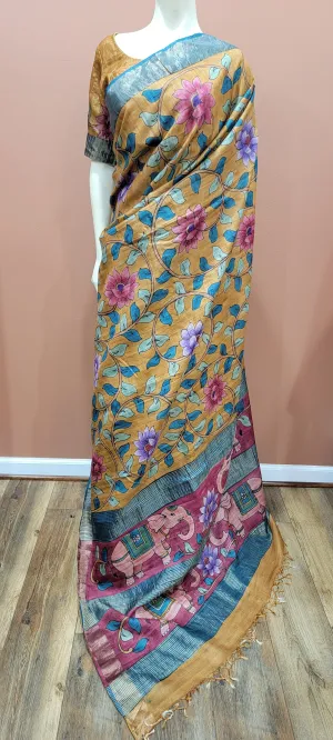 Tussar Kalamkari Saree w/ Blouse