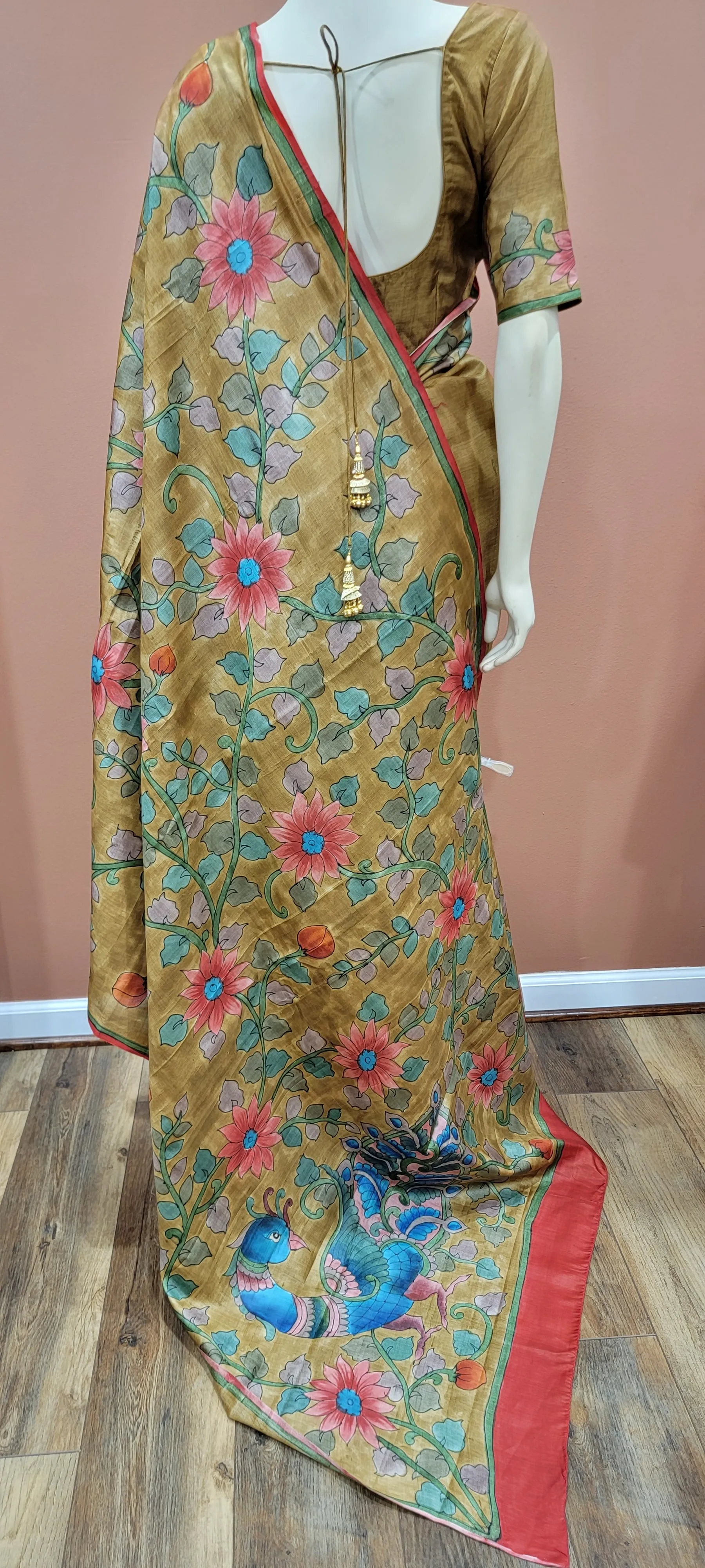 Tussar Kalamkari saree w/ Blouse