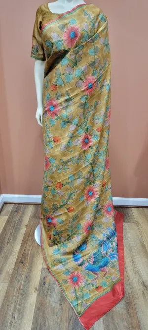 Tussar Kalamkari saree w/ Blouse