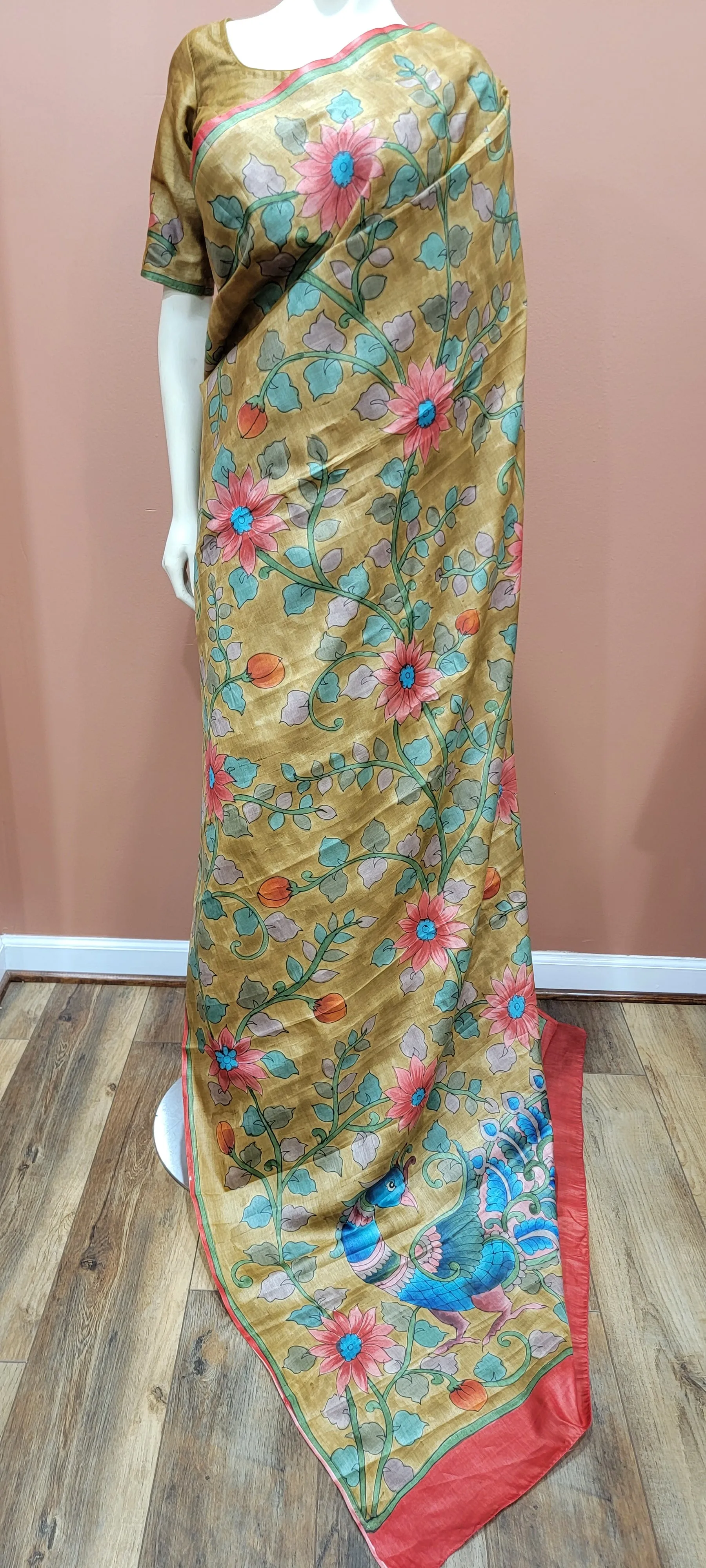 Tussar Kalamkari saree w/ Blouse