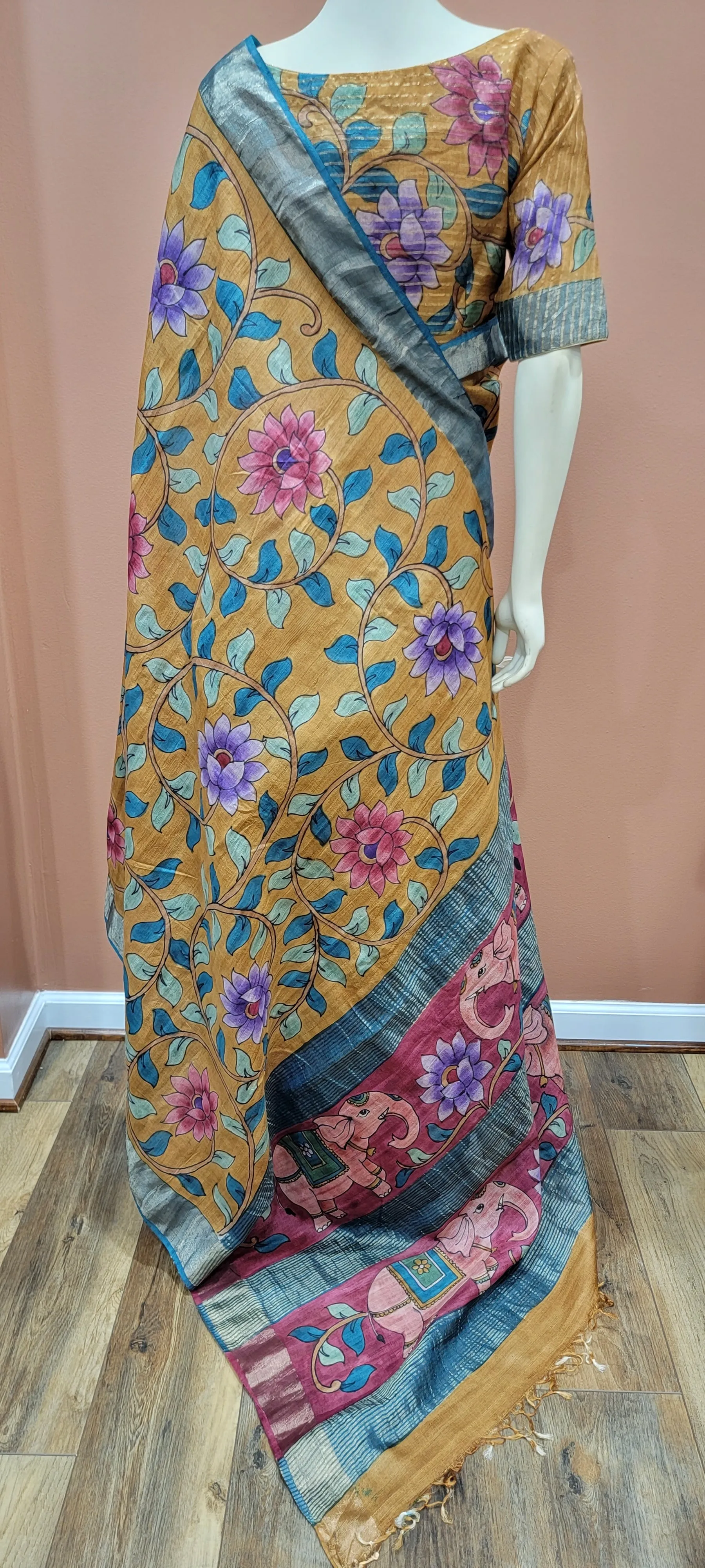 Tussar Kalamkari Saree w/ Blouse