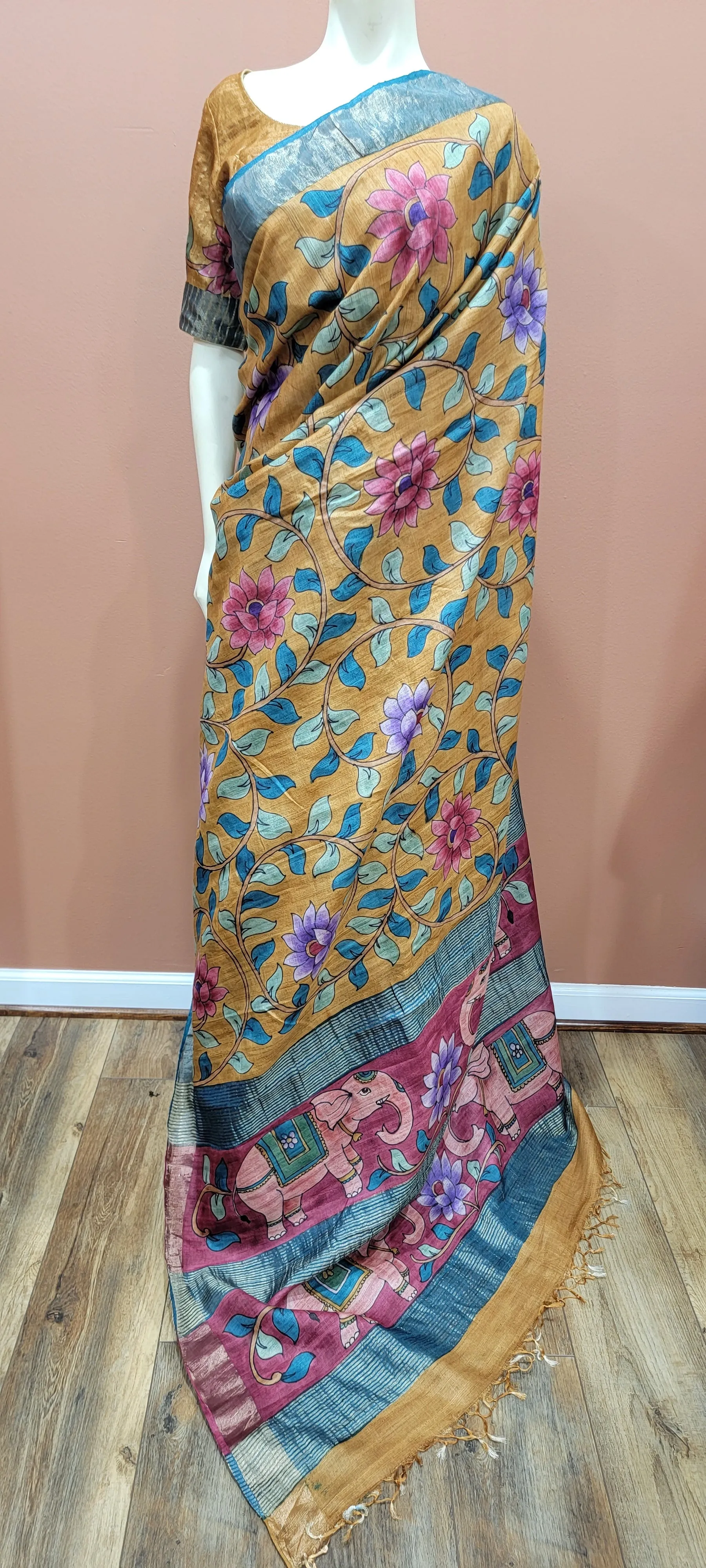Tussar Kalamkari Saree w/ Blouse