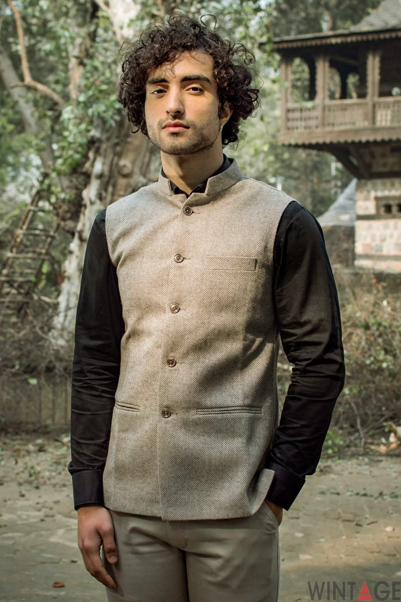 Tweed Grey Modi Nehru Jacket