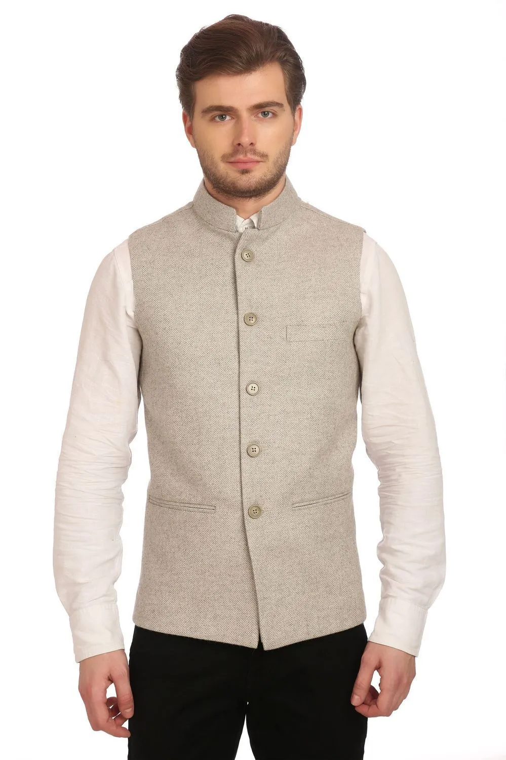 Tweed Silver Modi Nehru Jacket