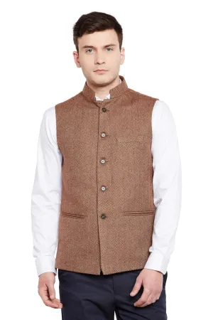 Tweed Wool Blend Brown Modi Nehru Jacket