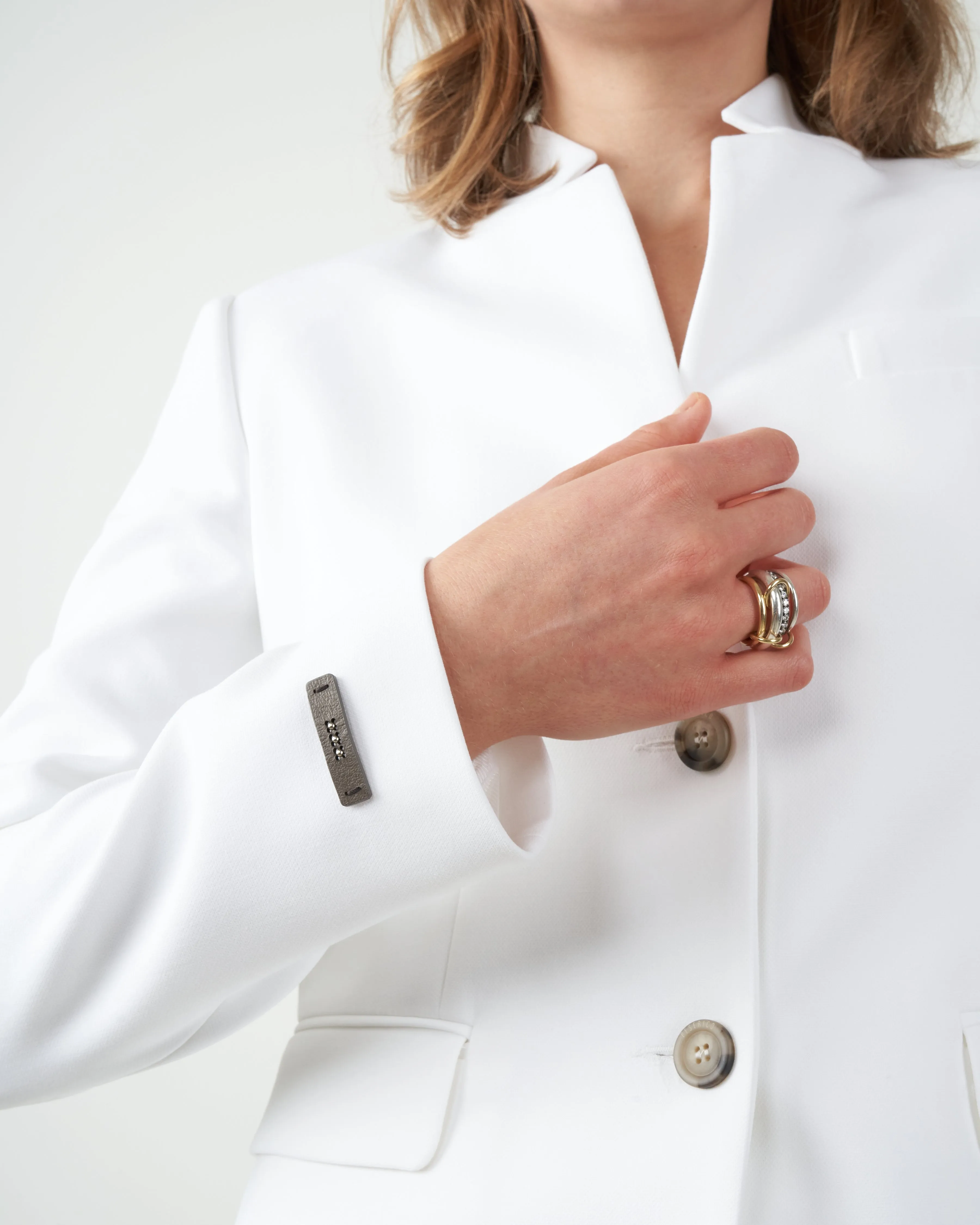 two button double cloth jacket - white
