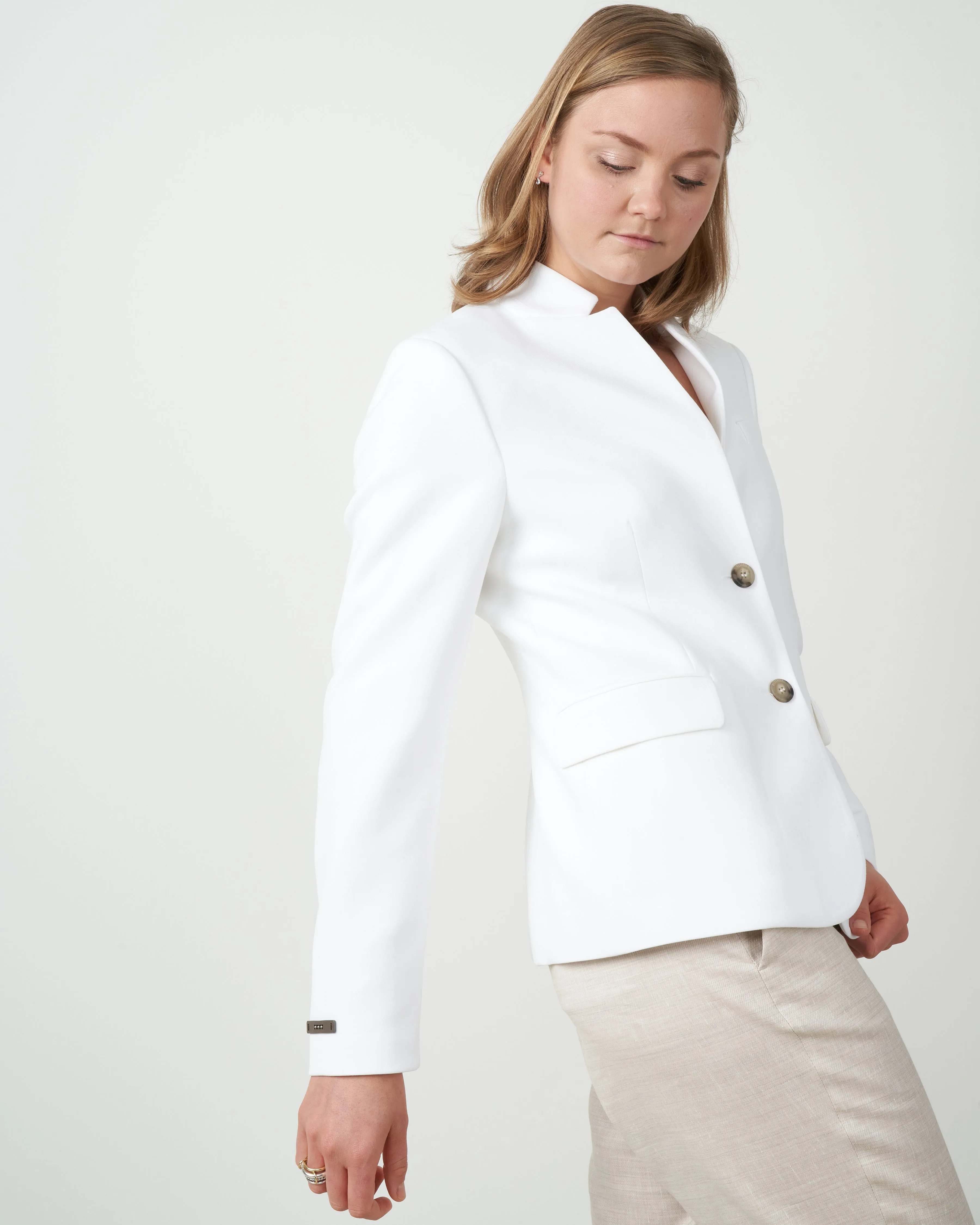 two button double cloth jacket - white