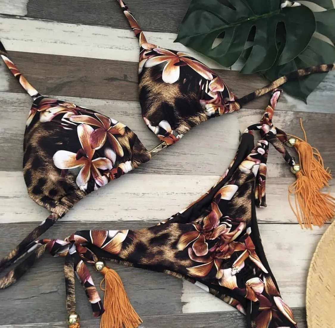 Two Piece Swimwear Retro Print Bathing Suit