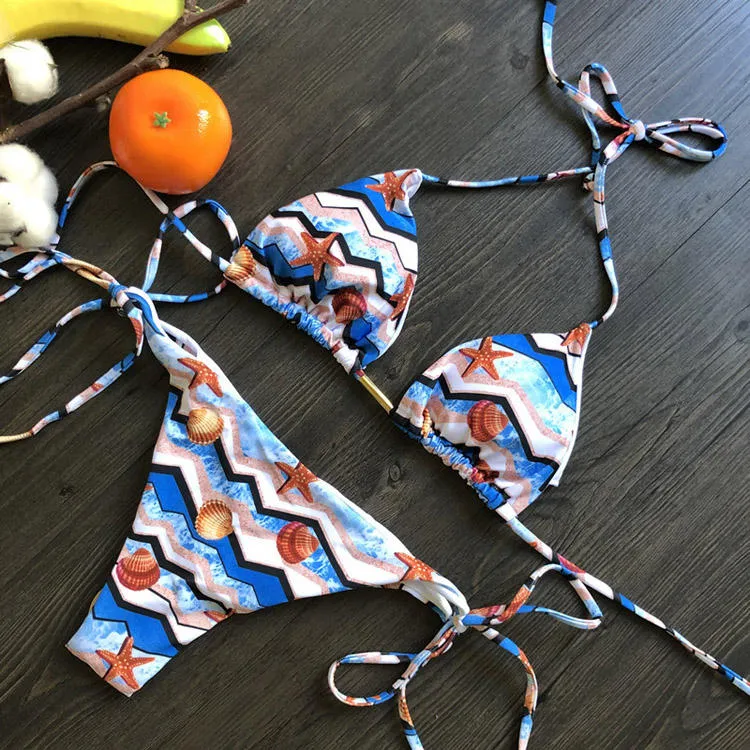 Two Piece Swimwear Retro Print Bathing Suit
