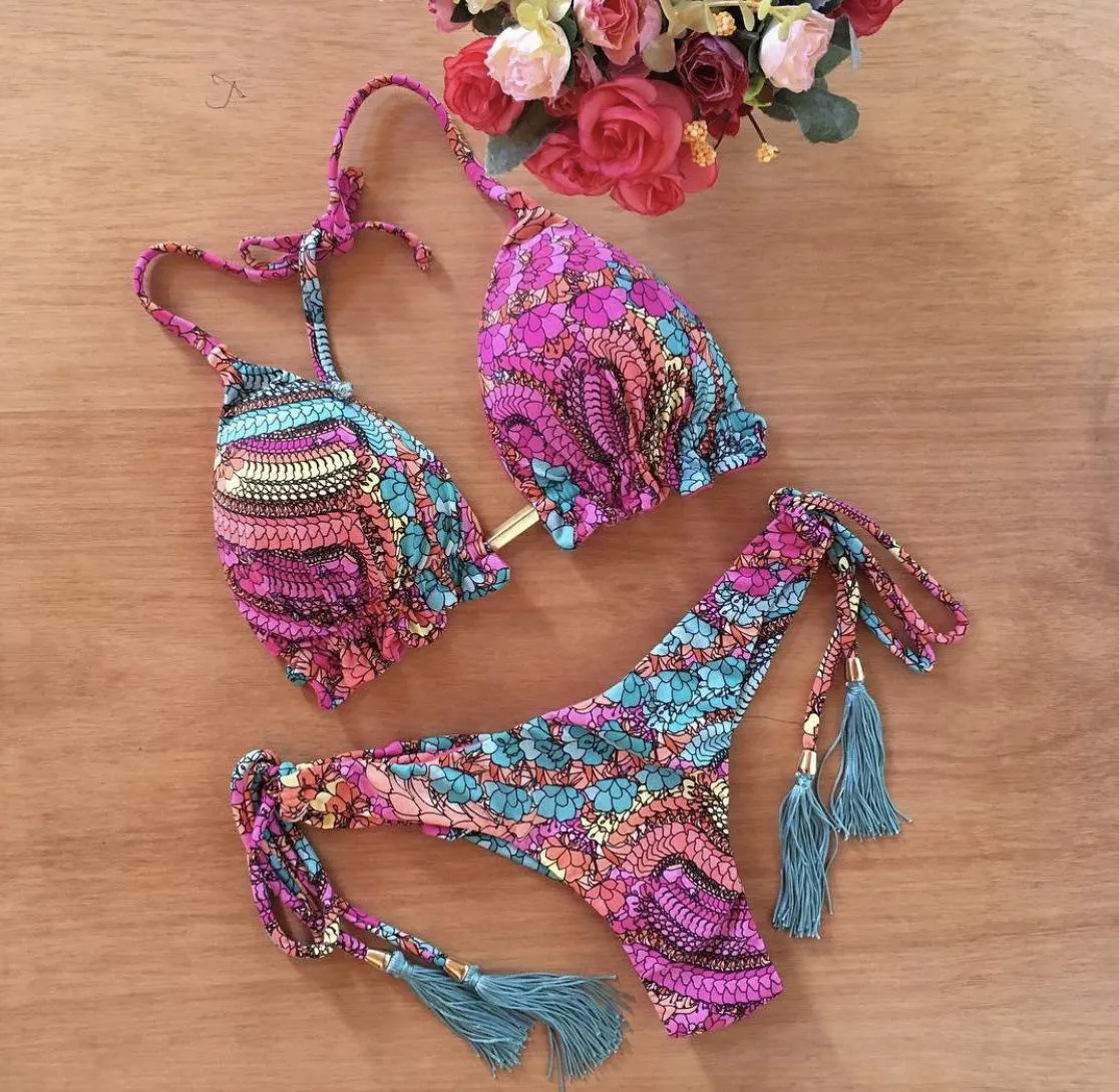 Two Piece Swimwear Retro Print Bathing Suit