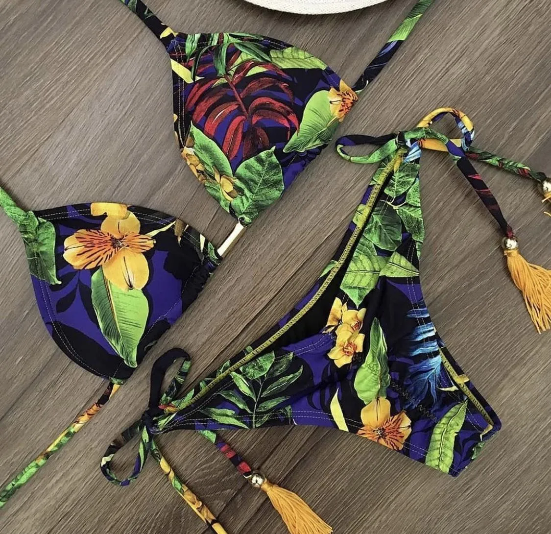 Two Piece Swimwear Retro Print Bathing Suit