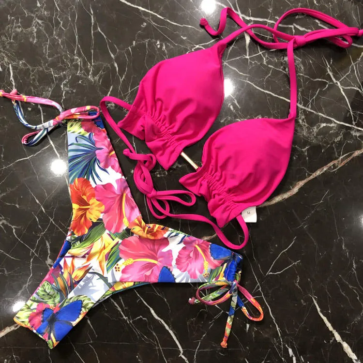 Two Piece Swimwear Retro Print Bathing Suit