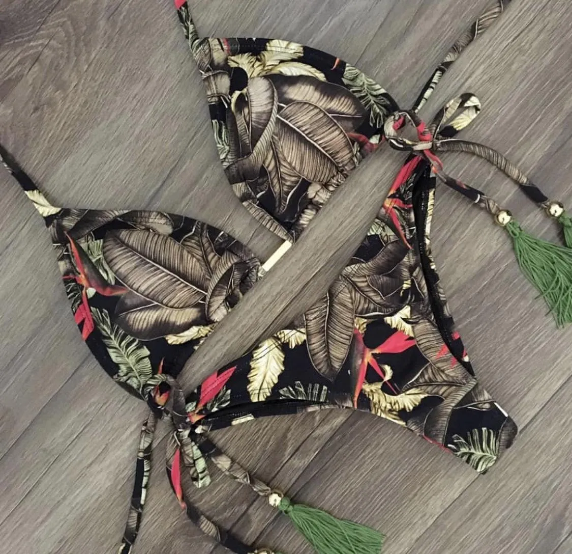 Two Piece Swimwear Retro Print Bathing Suit