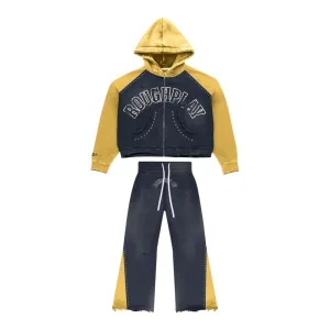 Two Tone Sweatsuit - Navy & Gold