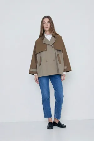 Two-tone Waterproof Coat Khaki