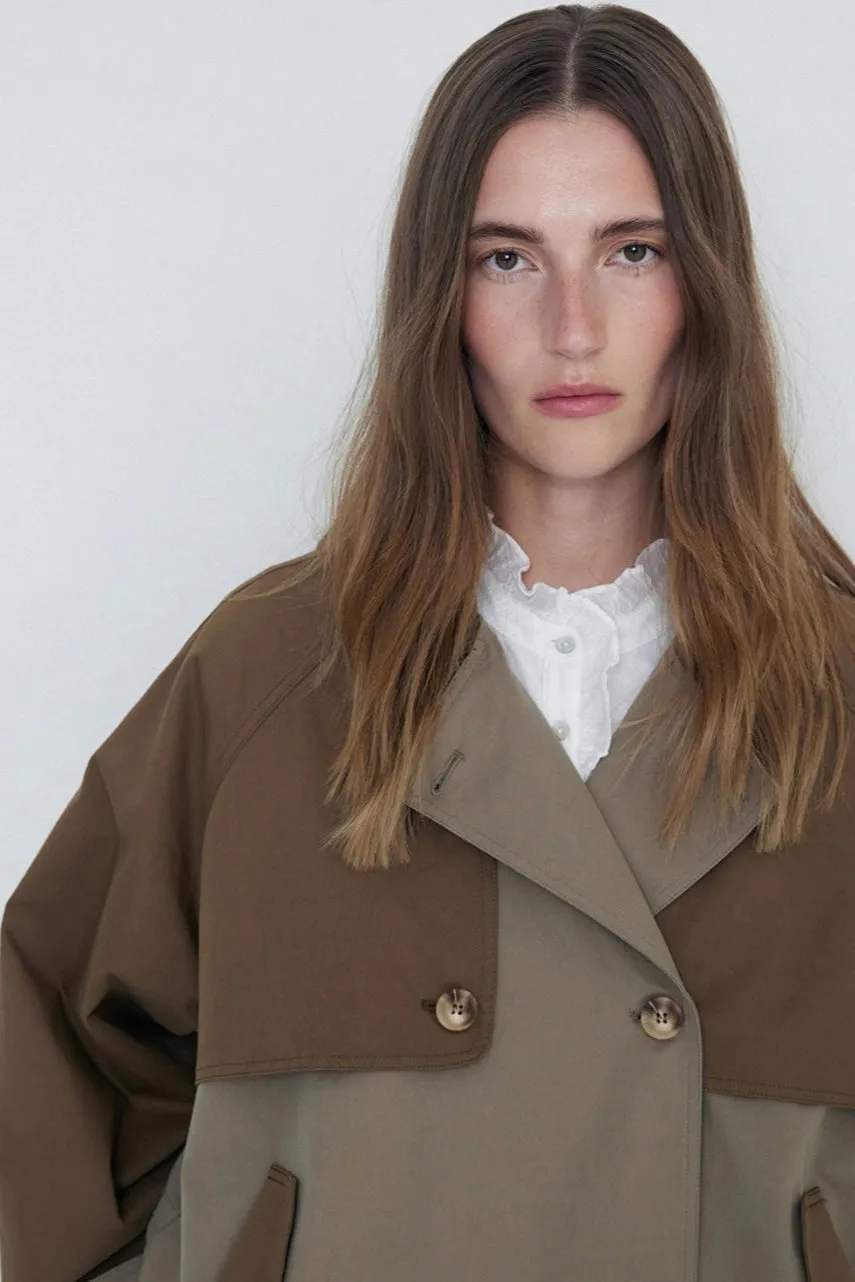 Two-tone Waterproof Coat Khaki
