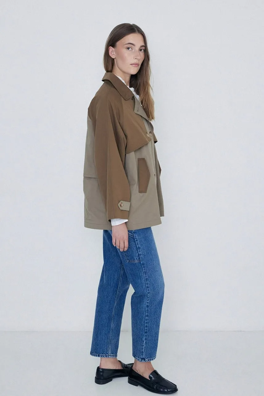 Two-tone Waterproof Coat Khaki