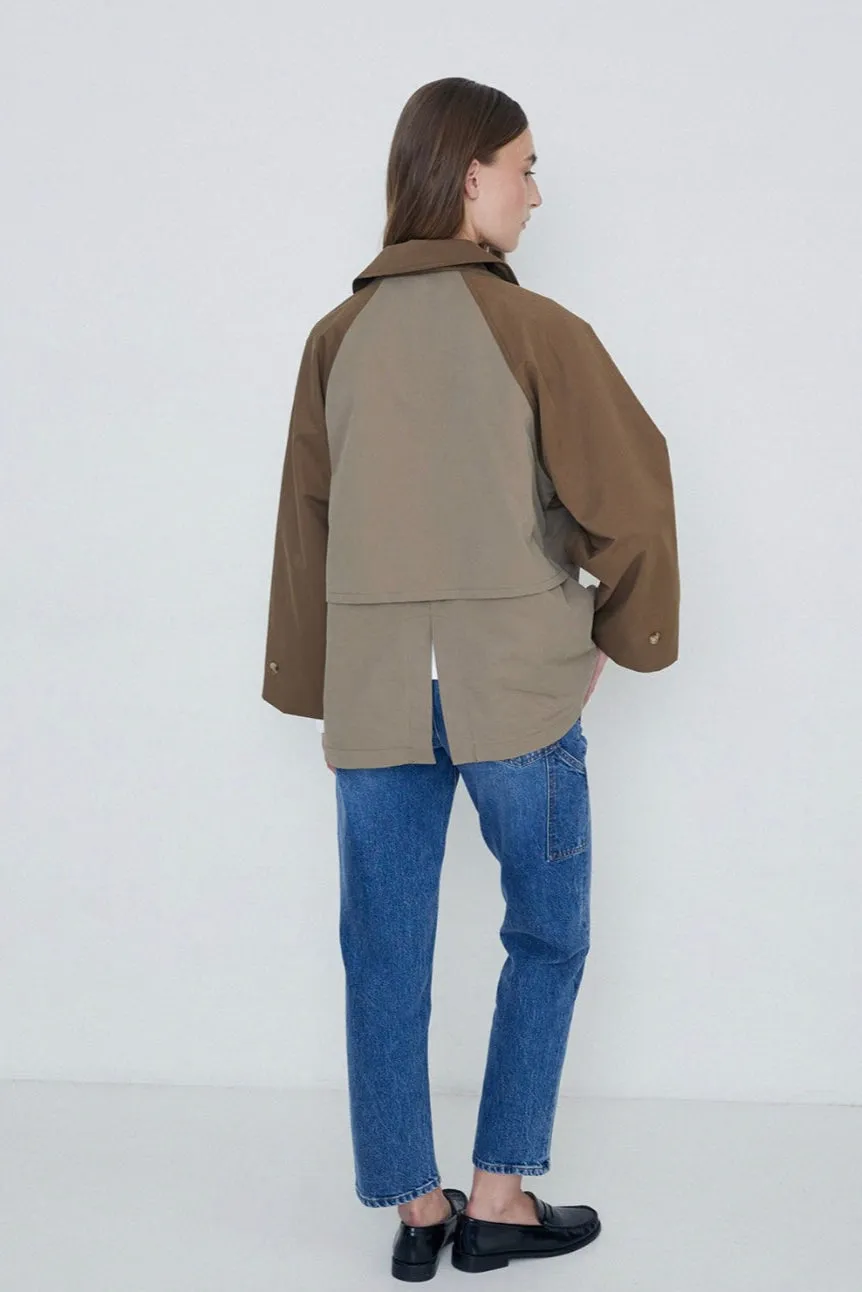Two-tone Waterproof Coat Khaki