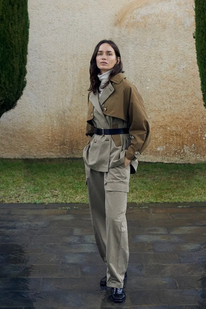Two-tone Waterproof Coat Khaki