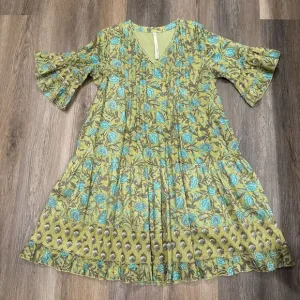 Uncle Frank Dress Womens Small Tiered Floral Shift Boho Western Ruffle Beaded