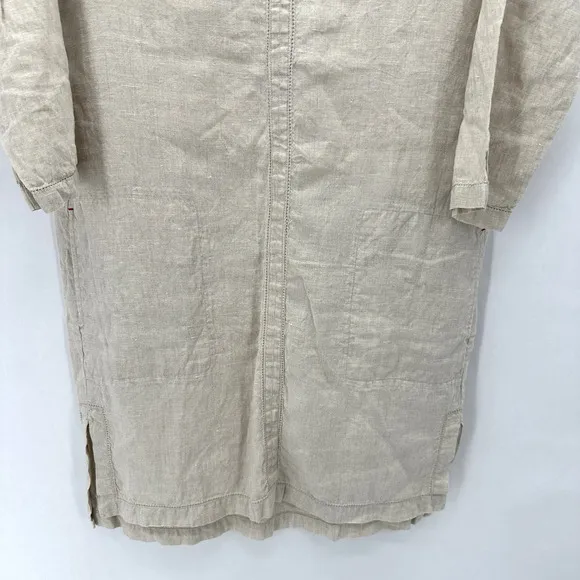 Uniqlo Ines De La Fressange Linen Tunic Dress Size M V-Neck Crochet Preppy Boho