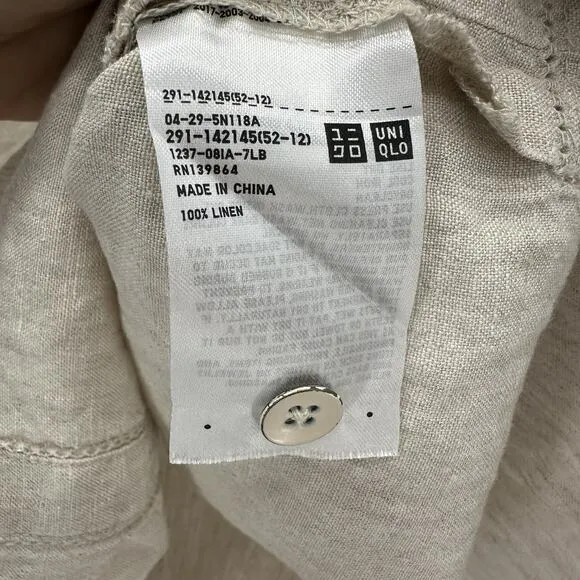 Uniqlo Ines De La Fressange Linen Tunic Dress Size M V-Neck Crochet Preppy Boho