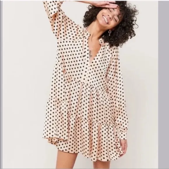Urban Outfitters Polka Dot Silky Shift Dress NWT Sz Large