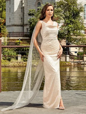 V Neck Sleeveless Sequins Maxi Bodycon Dress HB100092