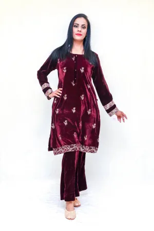 Velvet Embroidery Shalwar Kameez Suit