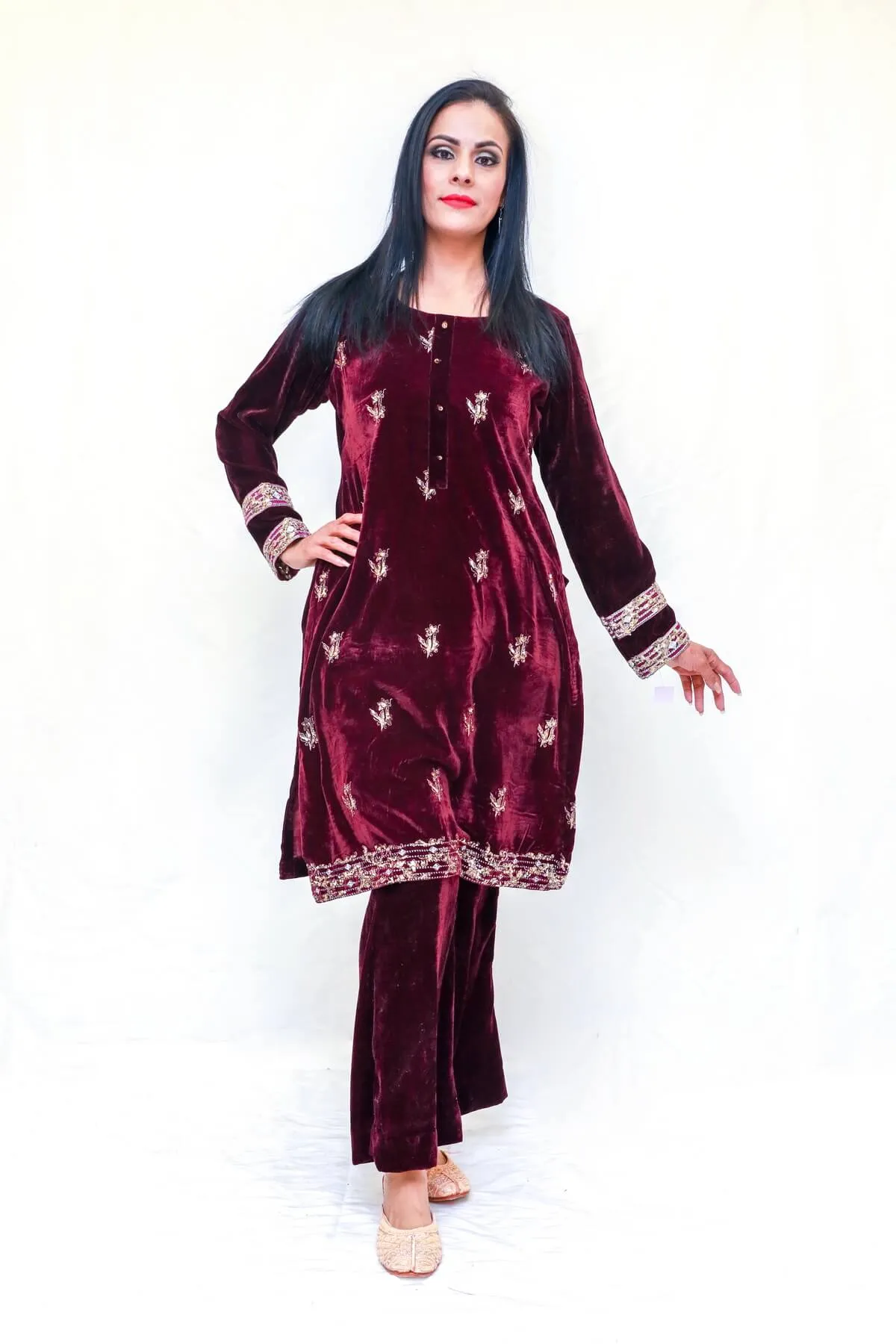 Velvet Embroidery Shalwar Kameez Suit