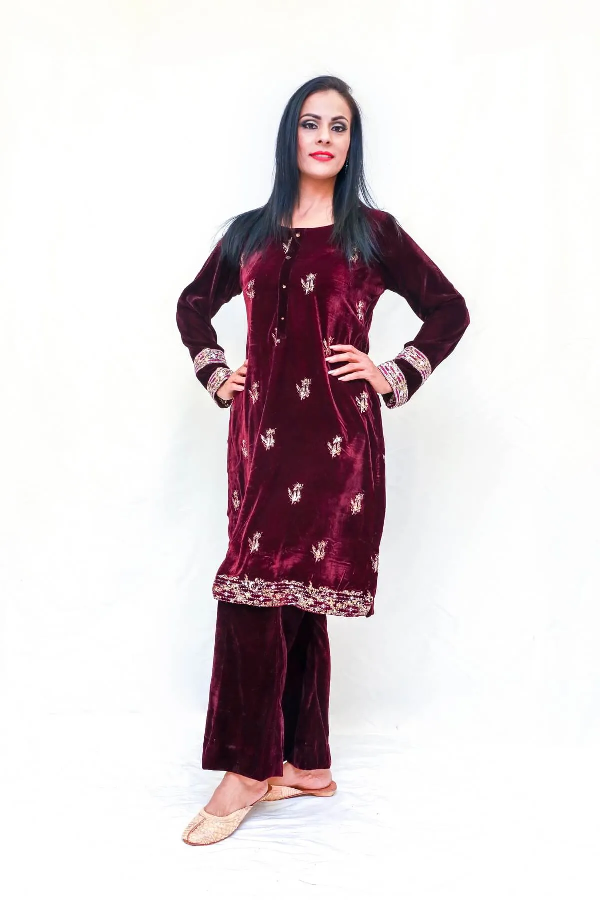 Velvet Embroidery Shalwar Kameez Suit