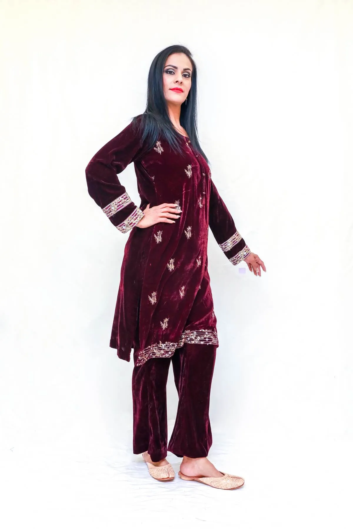 Velvet Embroidery Shalwar Kameez Suit