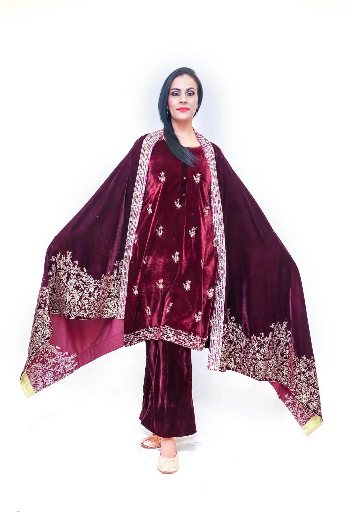 Velvet Embroidery Shalwar Kameez Suit