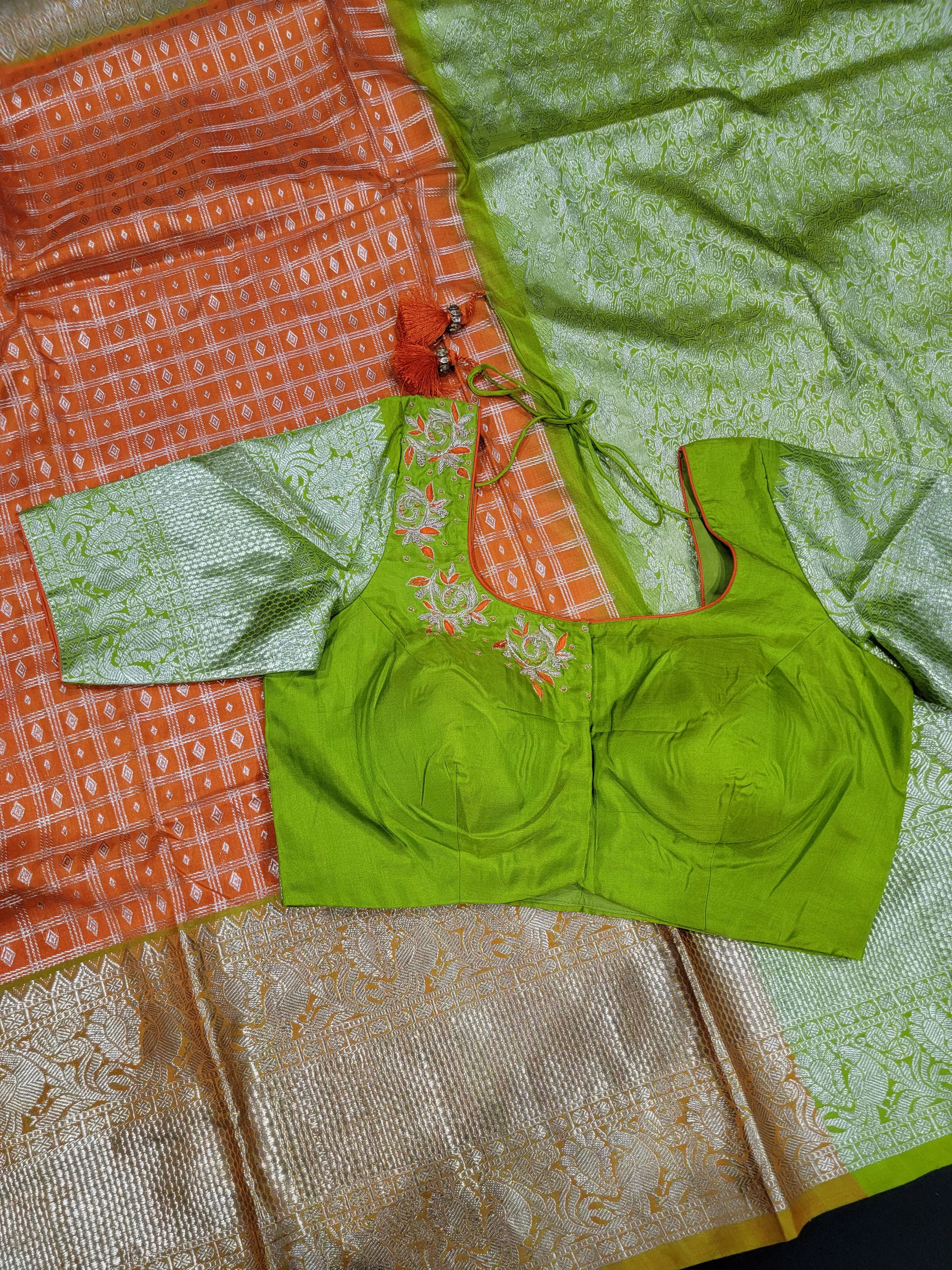 Venkatagiri Silk Saree w/ Hand worked Blouse