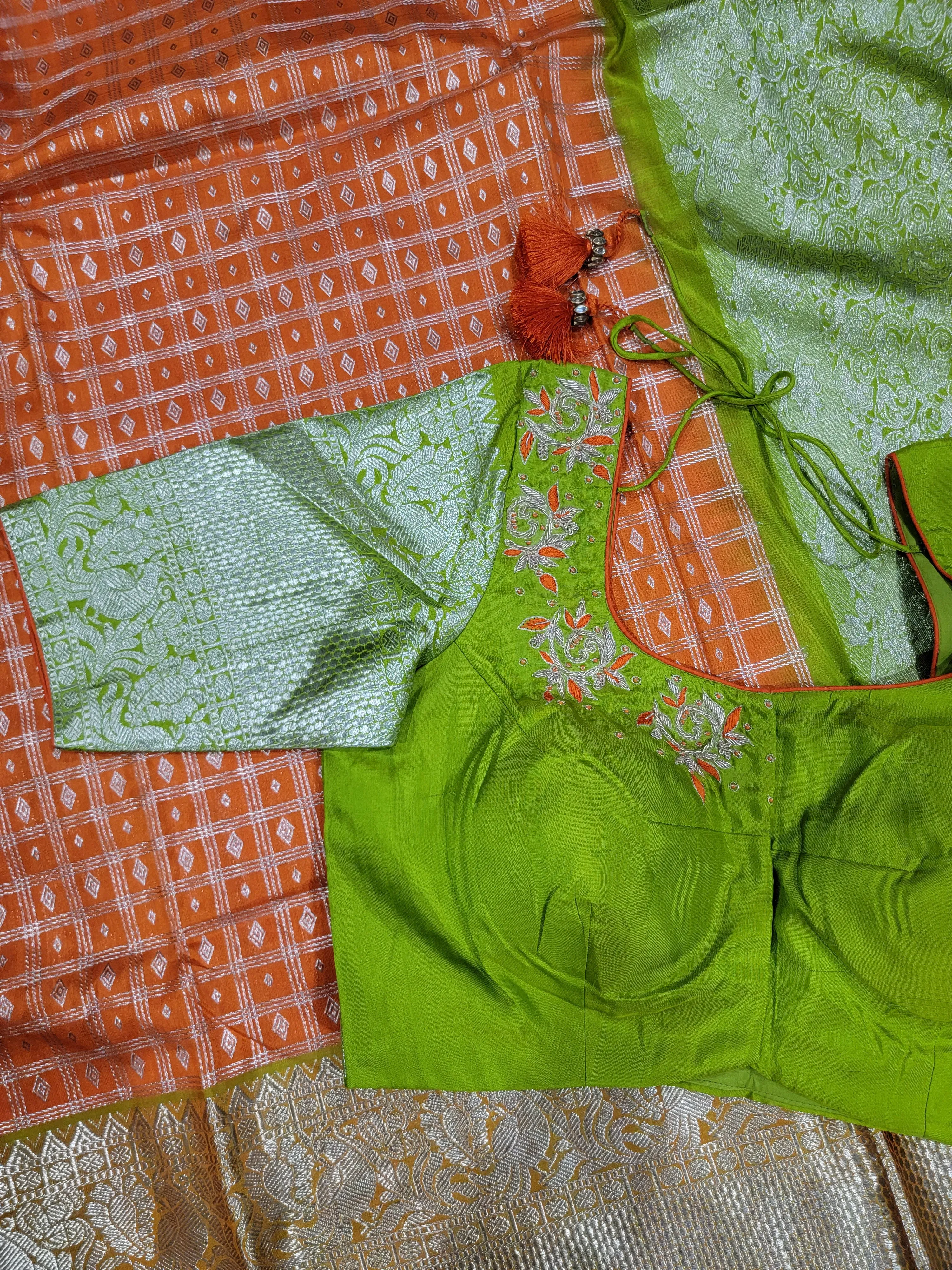 Venkatagiri Silk Saree w/ Hand worked Blouse